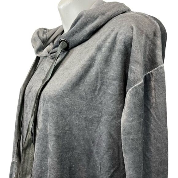 MYSTREE Silver Hoodie Velvet Pullover Oversized Top Shirt Long Sleeve sz Small - Picture 4 of 12